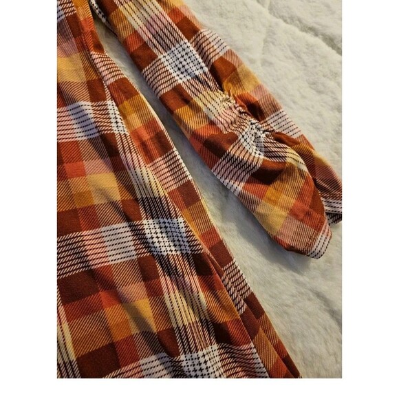 Kim Rogers Tunic Button Up Shirt Women's XL Plaid Long Ruched Sleeves Comfy EUC - Picture 6 of 8